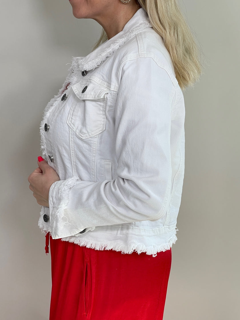 Jeansjacke mit Fransen in Weiß Artikel 5770