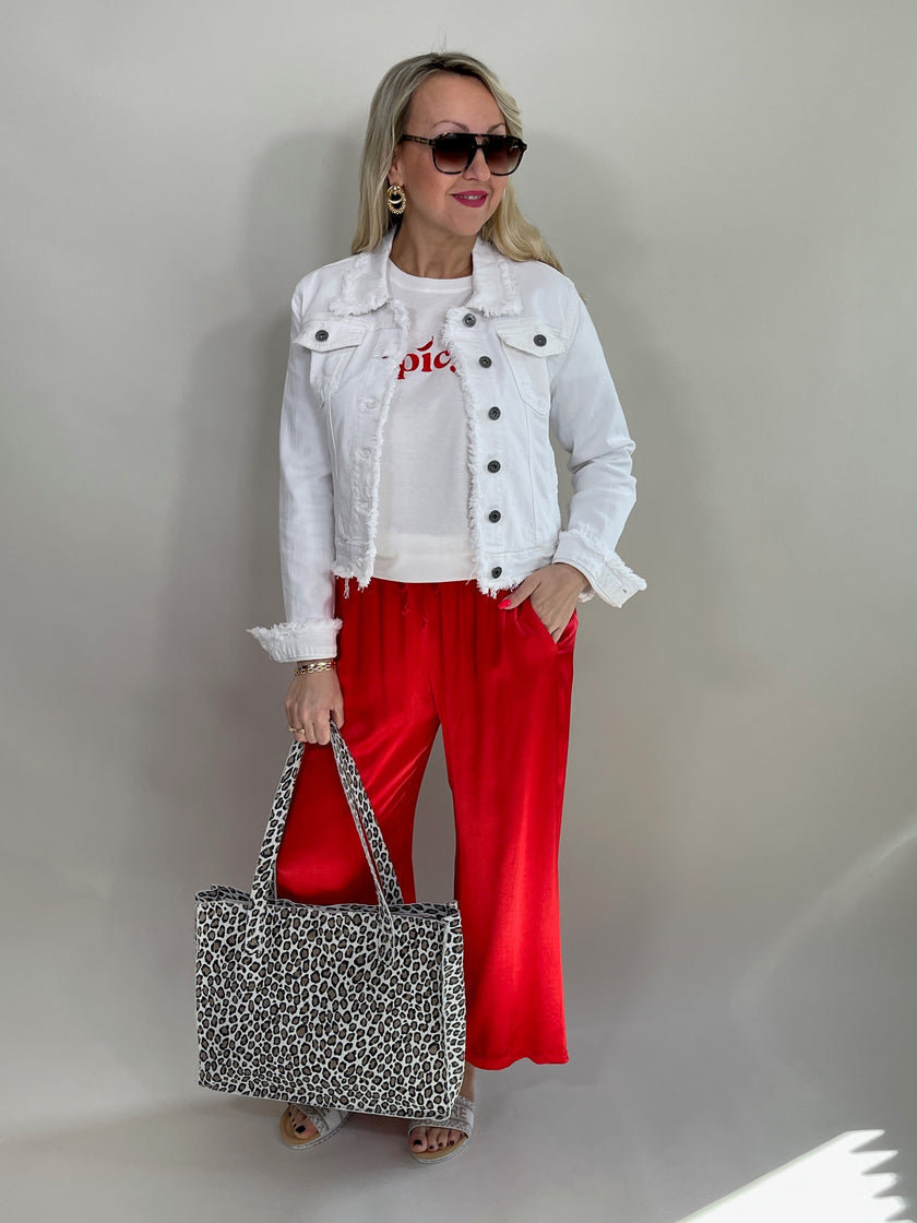 Jeansjacke mit Fransen in Weiß Artikel 5770