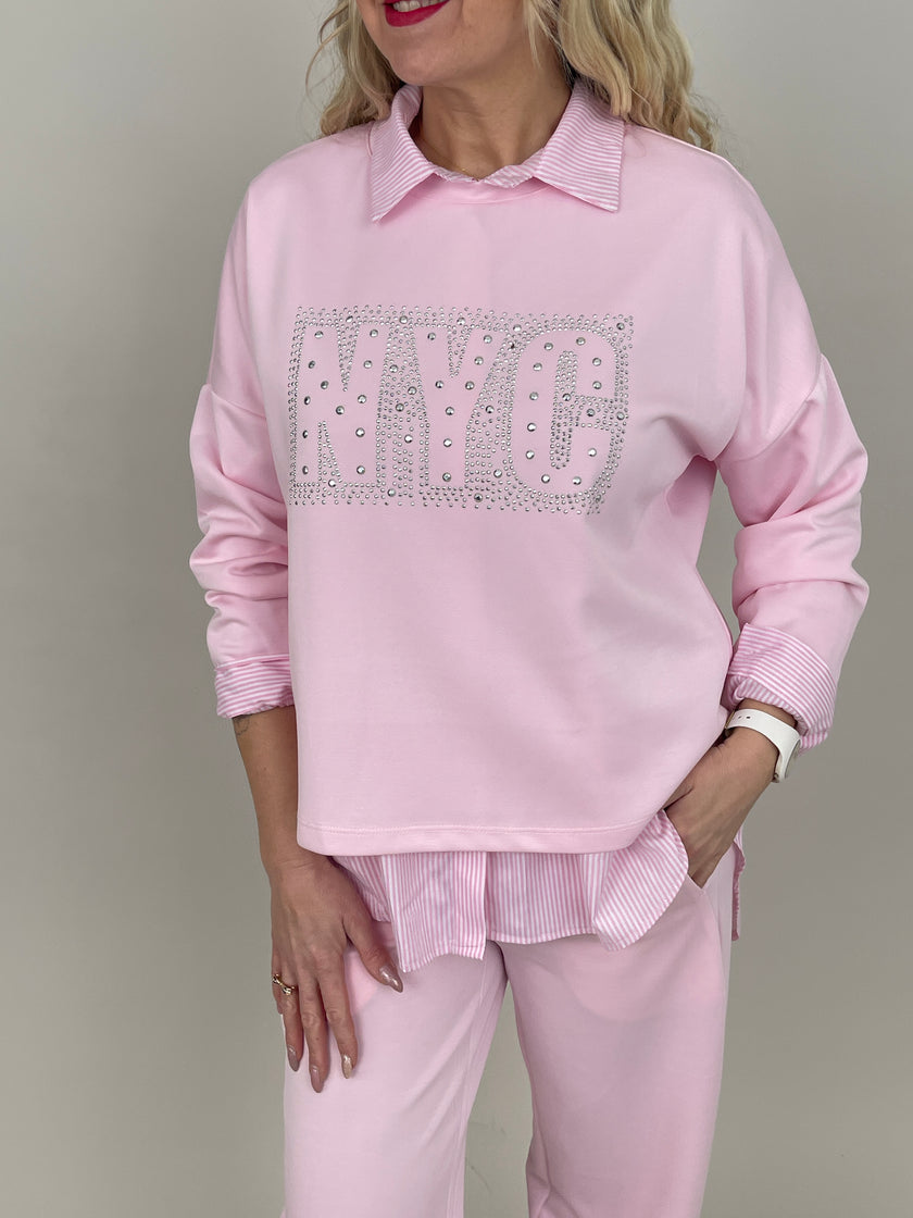 Sweatshirt Soft mit Nieten in Rosa