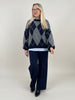 Pullover Rauten Muster in Marine/Grau Art. 6578