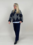 Pullover Rauten Muster in Marine/Grau Art. 6578