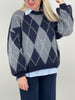 Pullover Rauten Muster in Marine/Grau Art. 6578