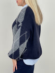 Pullover Rauten Muster in Marine/Grau Art. 6578