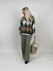 Pullover Rauten Muster in Khaki/Taupe Art. 6580