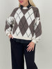 Pullover Rauten Muster in Creme/Taupe Art. 6577