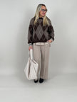 Pullover Rauten Muster in Mokka/Taupe Art. 6579