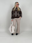 Pullover Rauten Muster in Mokka/Taupe Art. 6579