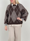 Pullover Rauten Muster in Mokka/Taupe Art. 6579