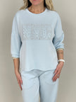 Sweatshirt Soft mit Nieten in Hellblau