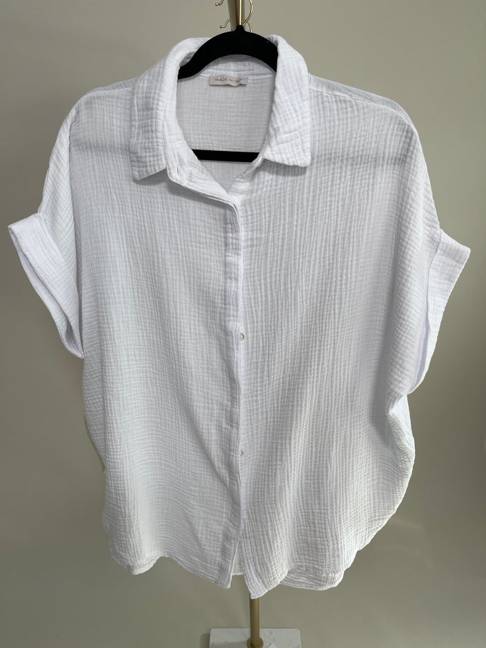Musselin Bluse uni Kurzarm in versch. Farben Artikel 5809