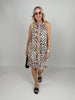 Neckholderkleid Kofferstoff Leo/Zebra in Schwarz/Beige