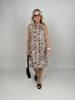 Neckholderkleid Kofferstoff Leo/Zebra in Schwarz/Beige