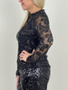 Langarmshirt aus Mesh mit Pailletten in Schwarz Art. 6588