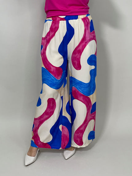 Marlene Hose gemustert in Blau/Pink  Artikel 5802