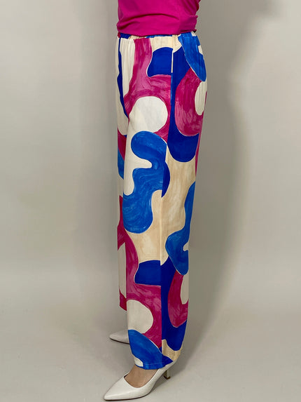 Marlene Hose gemustert in Blau/Pink  Artikel 5802