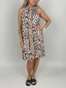 Neckholderkleid Kofferstoff Leo/Zebra in Schwarz/Beige