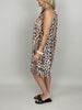 Neckholderkleid Kofferstoff Leo/Zebra in Schwarz/Beige