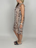 Neckholderkleid Kofferstoff Leo/Zebra in Schwarz/Beige