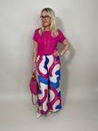 Marlene Hose gemustert in Blau/Pink  Artikel 5802