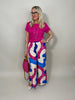 Marlene Hose gemustert in Blau/Pink  Artikel 5802