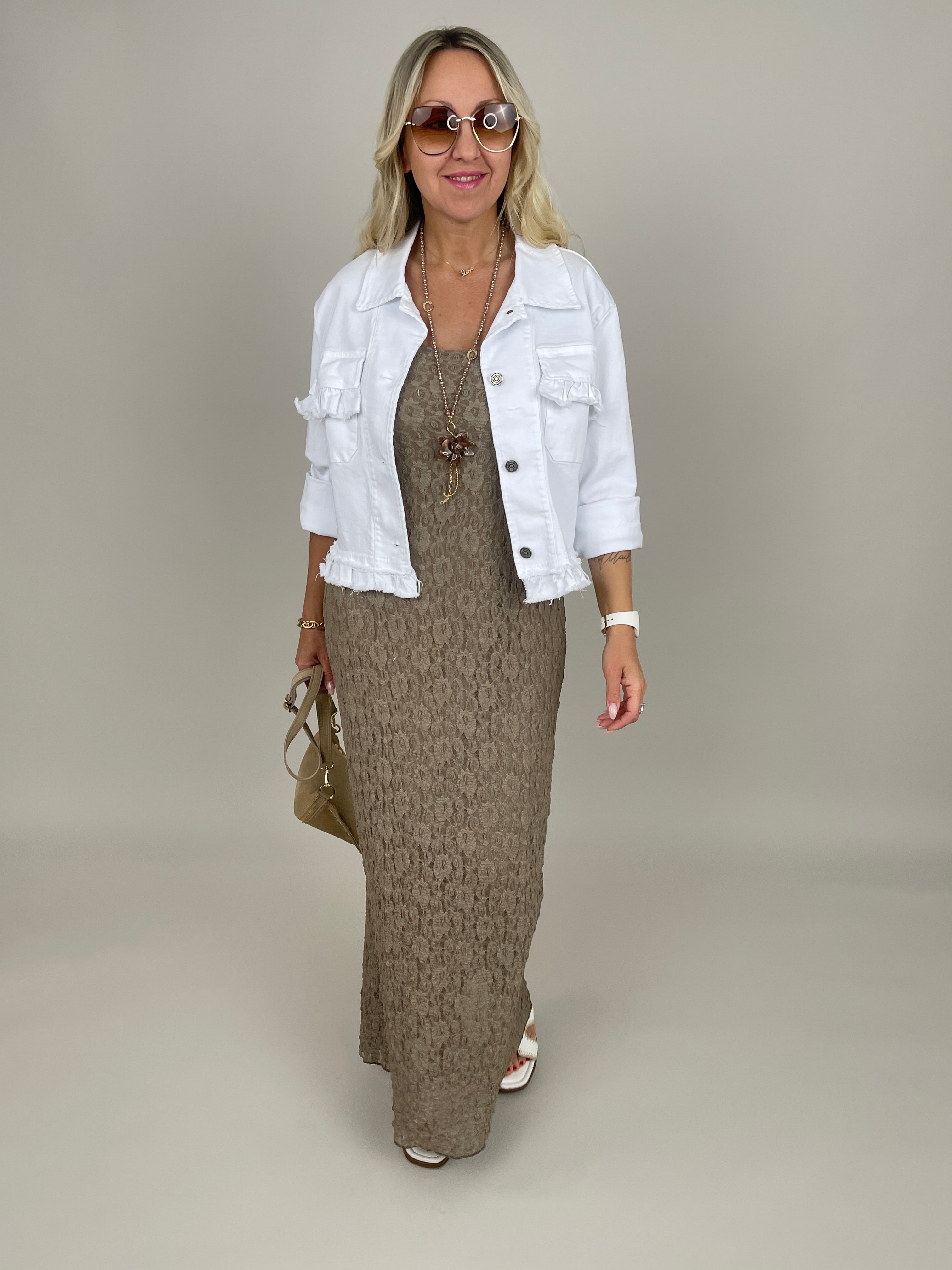 Kleid Spitze in Taupe