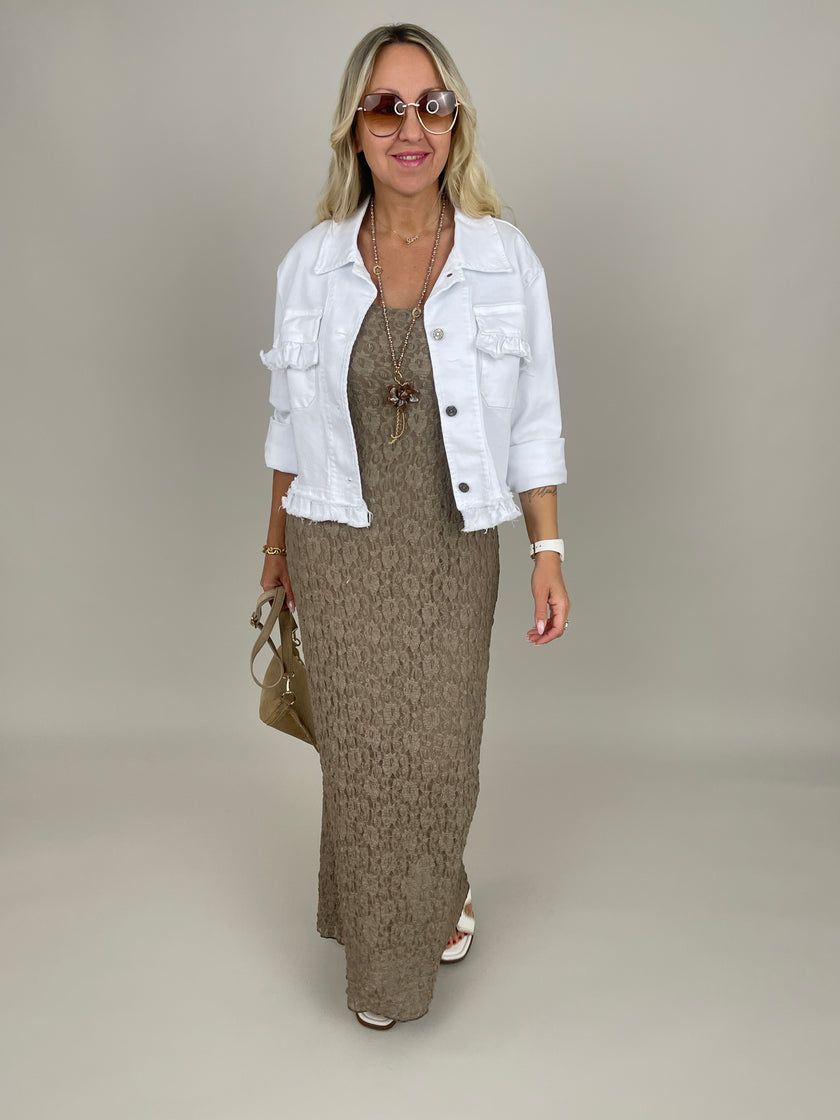 Kleid Spitze in Taupe