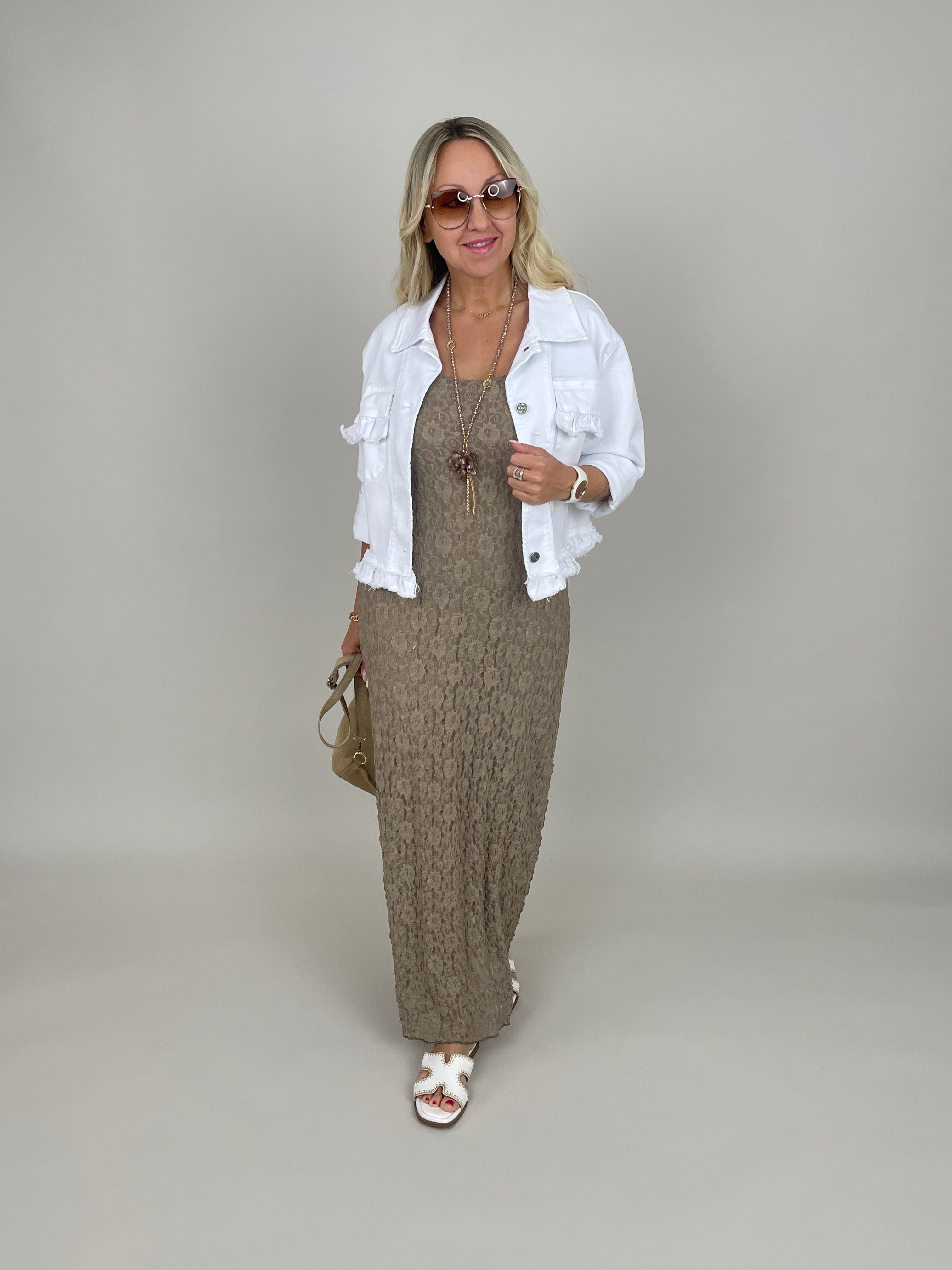 Kleid Spitze in Taupe