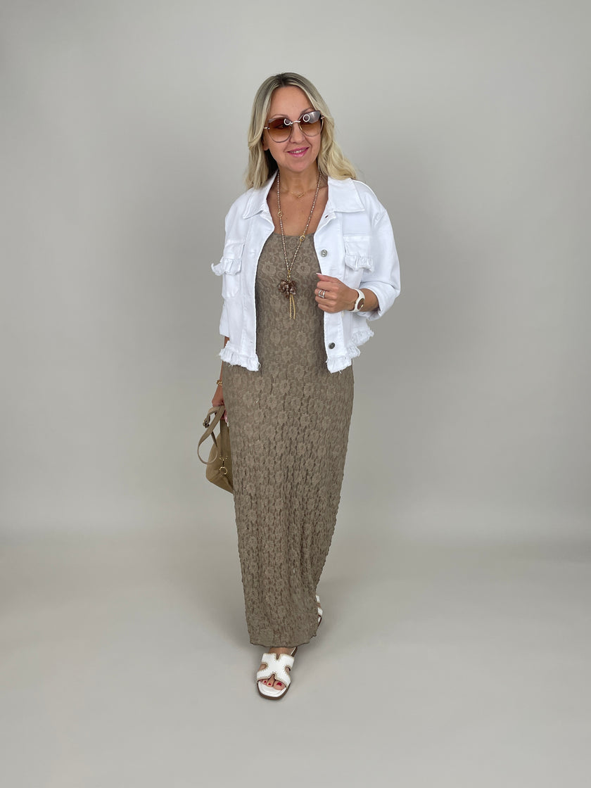 Kleid Spitze in Taupe
