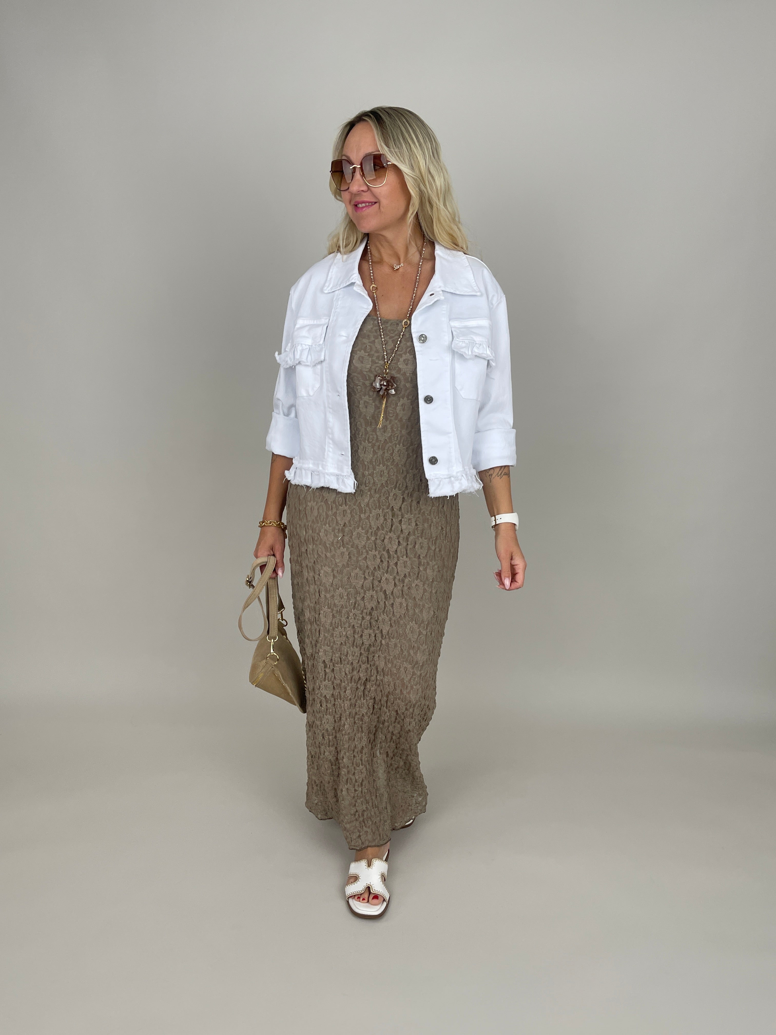 Kleid Spitze in Taupe