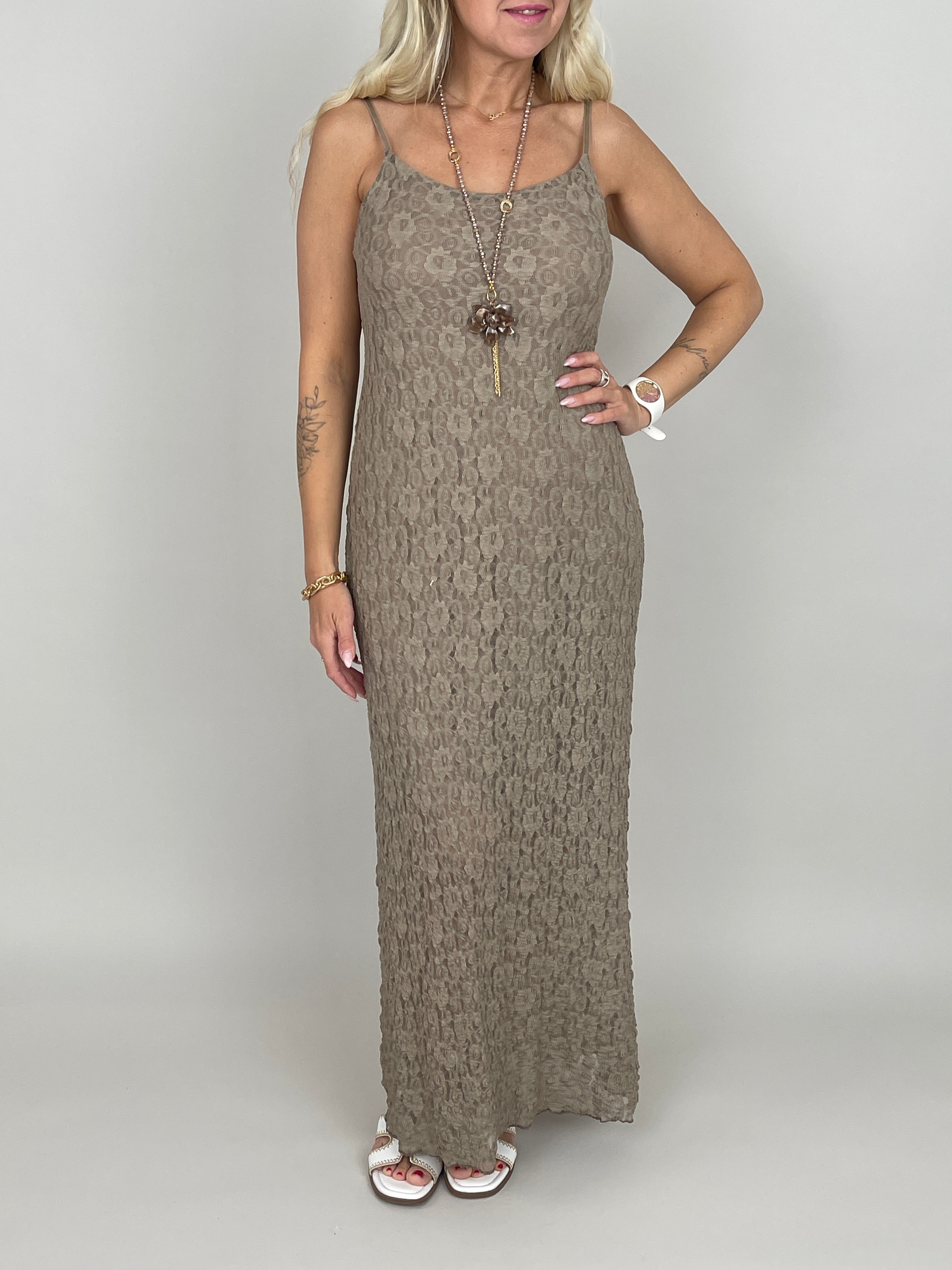 Kleid Spitze in Taupe