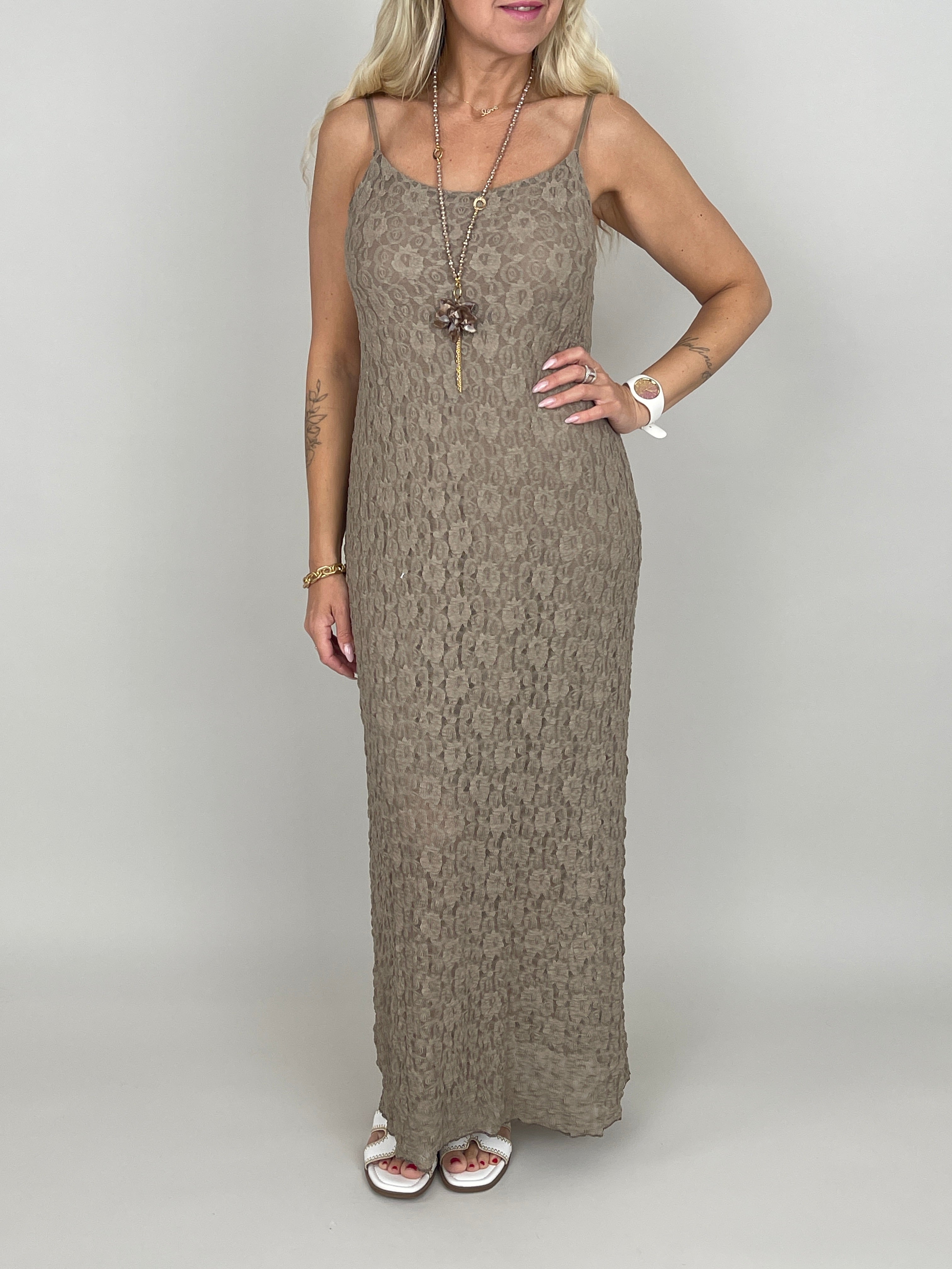 Kleid Spitze in Taupe