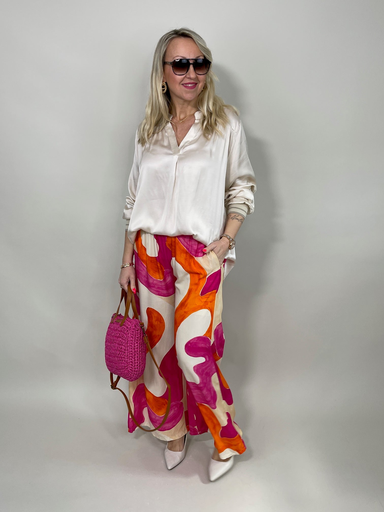 Marlene Hose gemustert in Pink/Orange  Artikel 5803