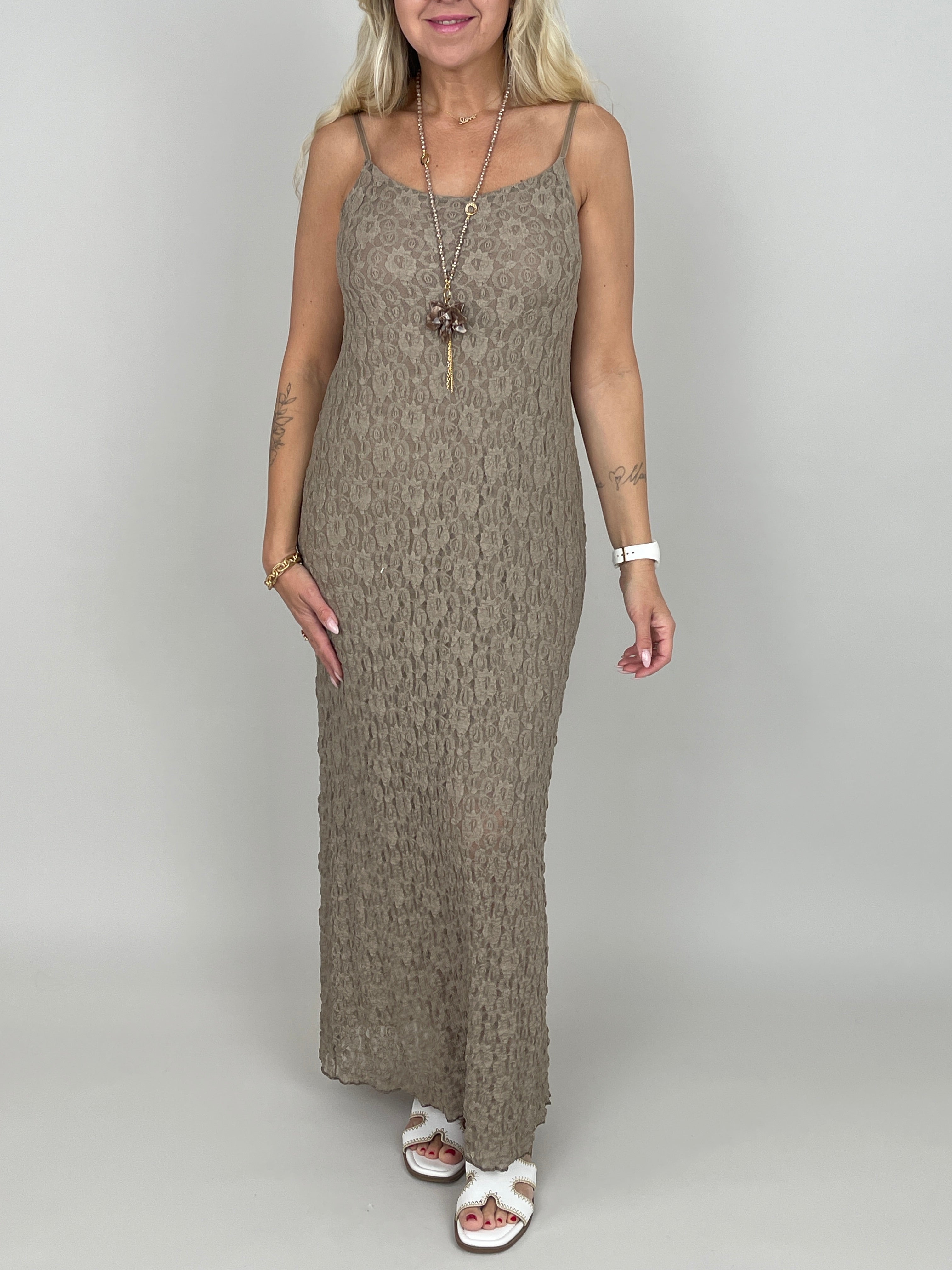 Kleid Spitze in Taupe