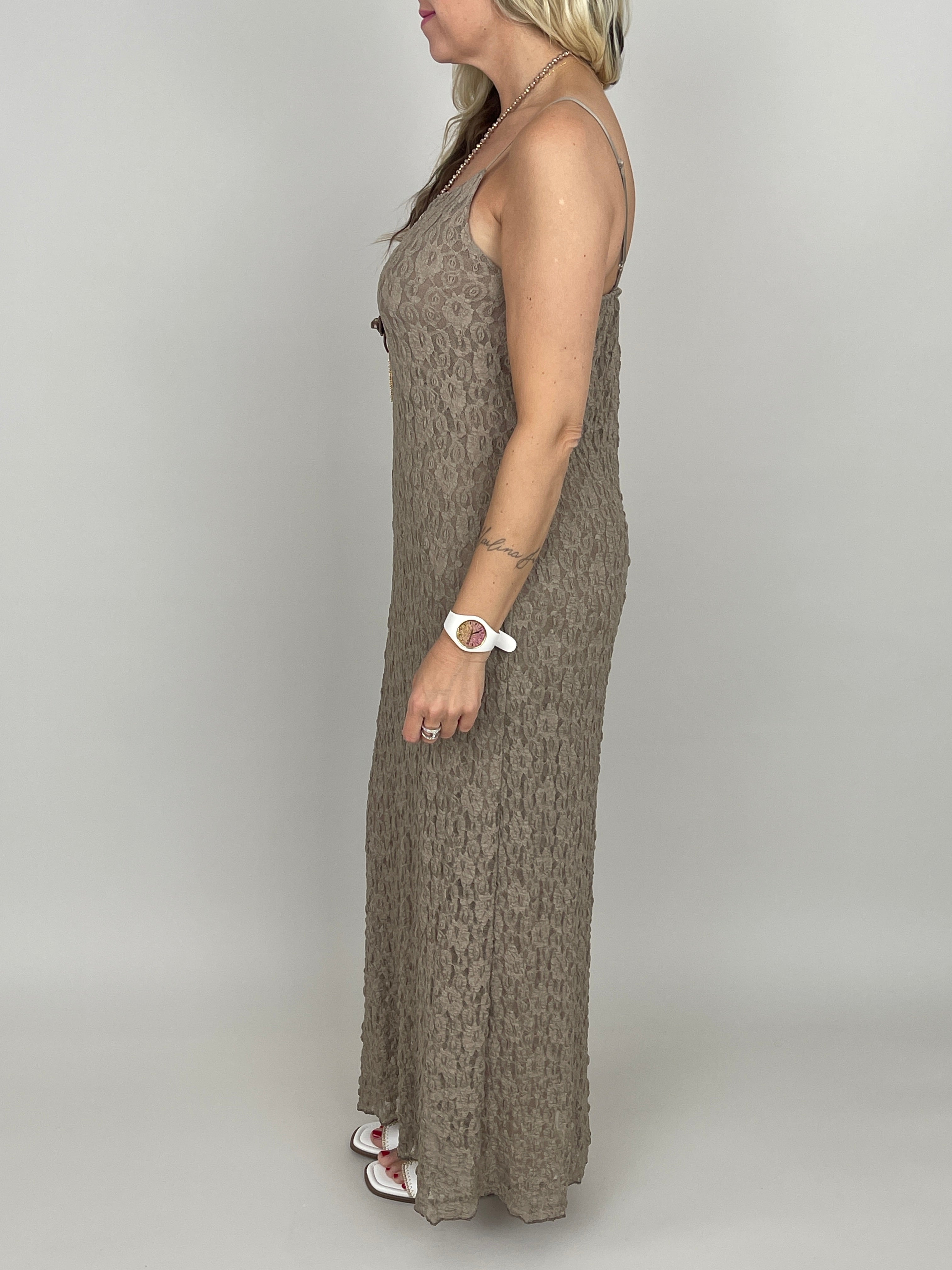 Kleid Spitze in Taupe