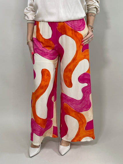 Marlene Hose gemustert in Pink/Orange  Artikel 5803