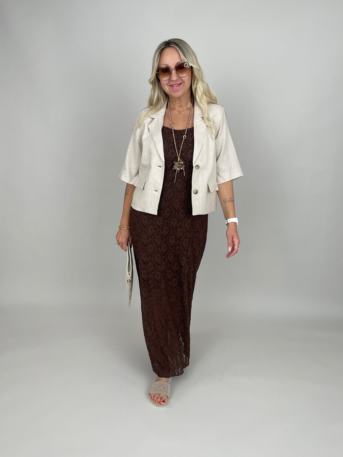 Kleid Spitze in Mokka