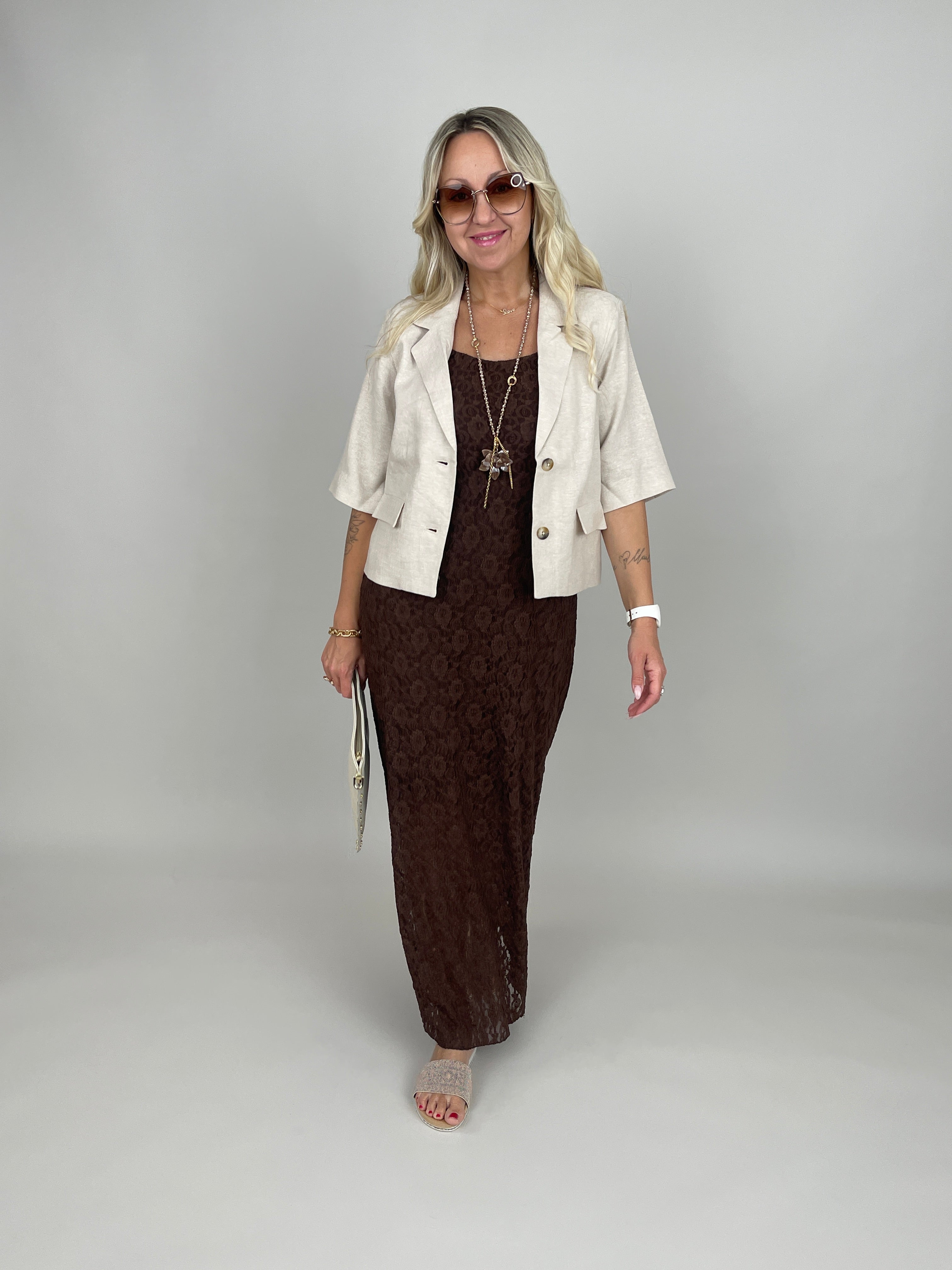 Kleid Spitze in Mokka