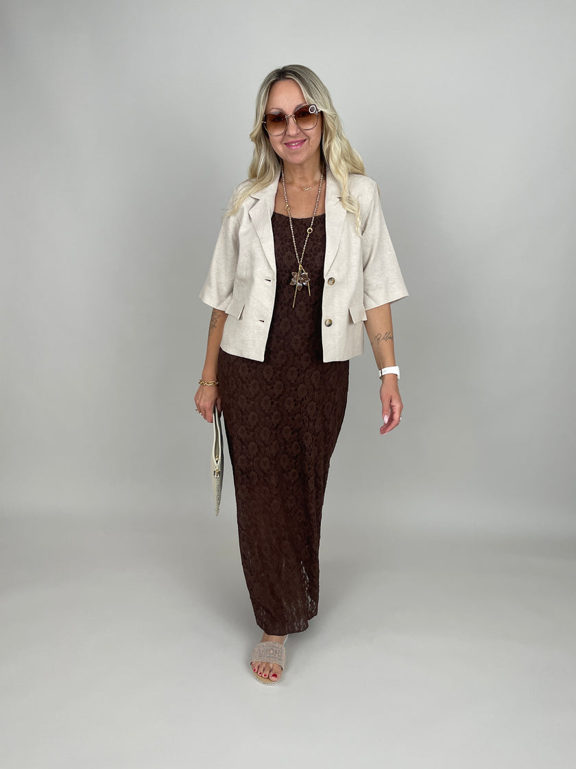 Kleid Spitze in Mokka