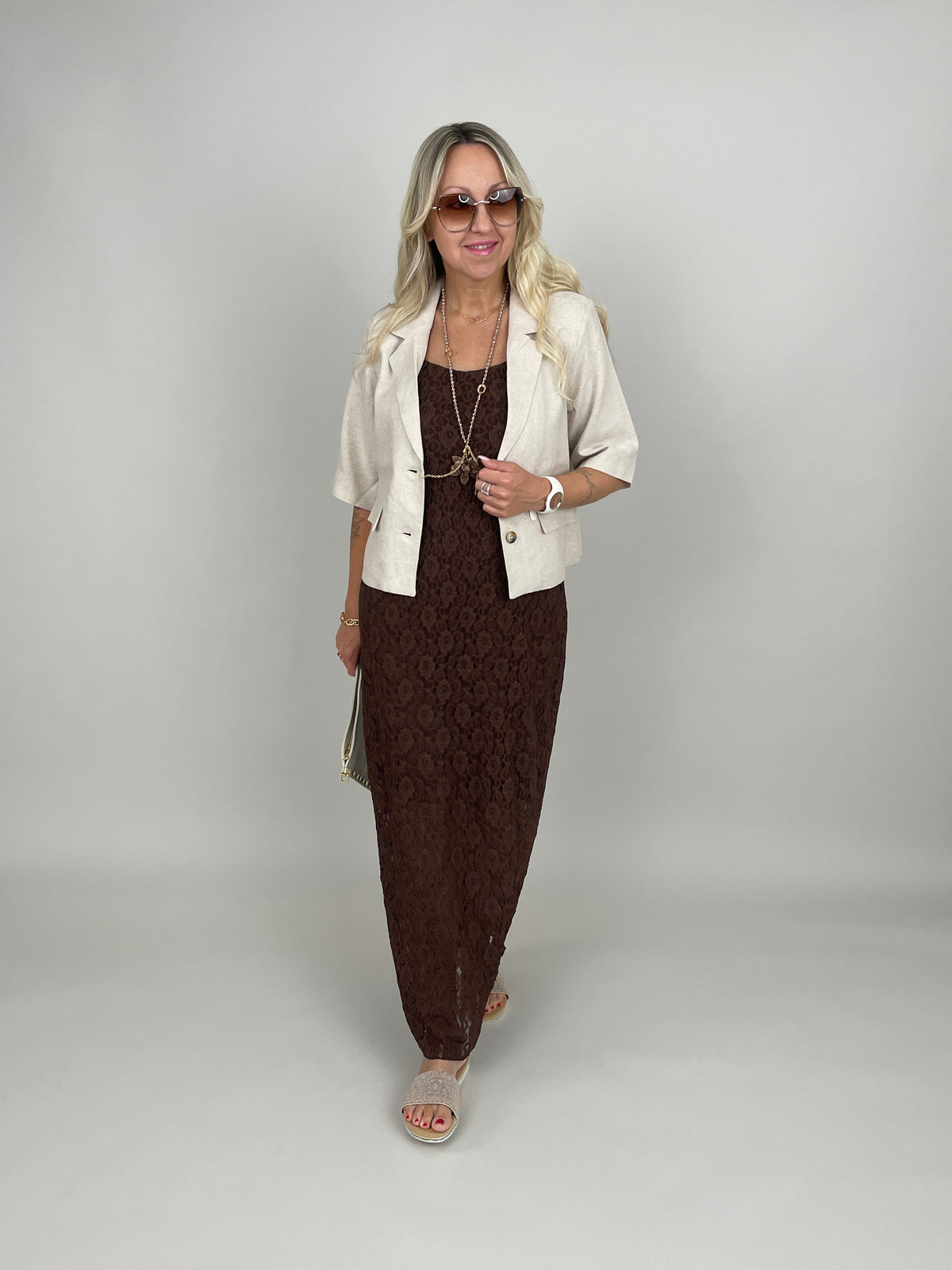 Kleid Spitze in Mokka