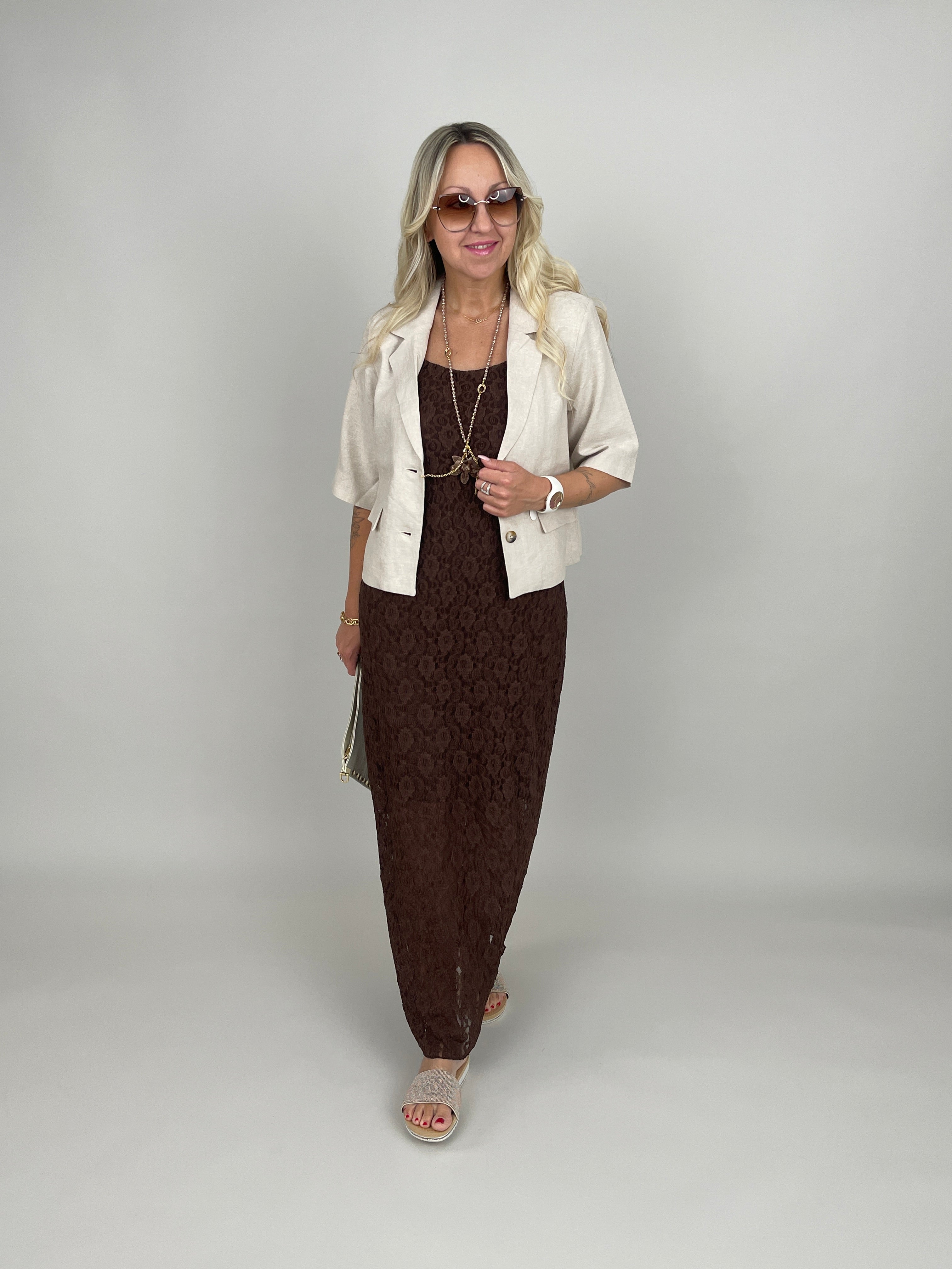 Kleid Spitze in Mokka