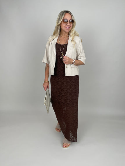 Kleid Spitze in Mokka