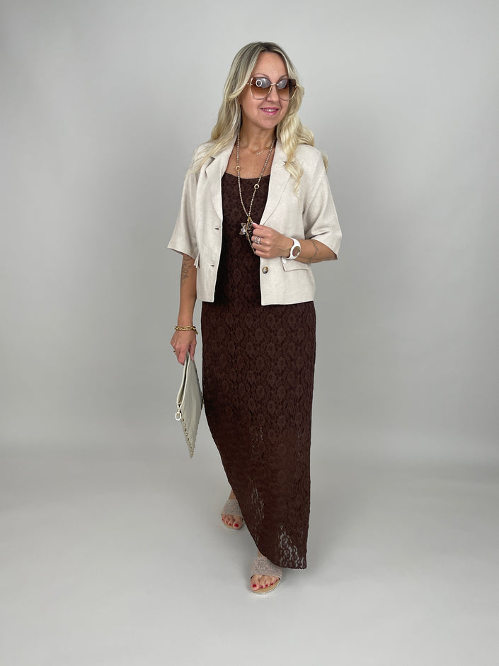 Kleid Spitze in Mokka