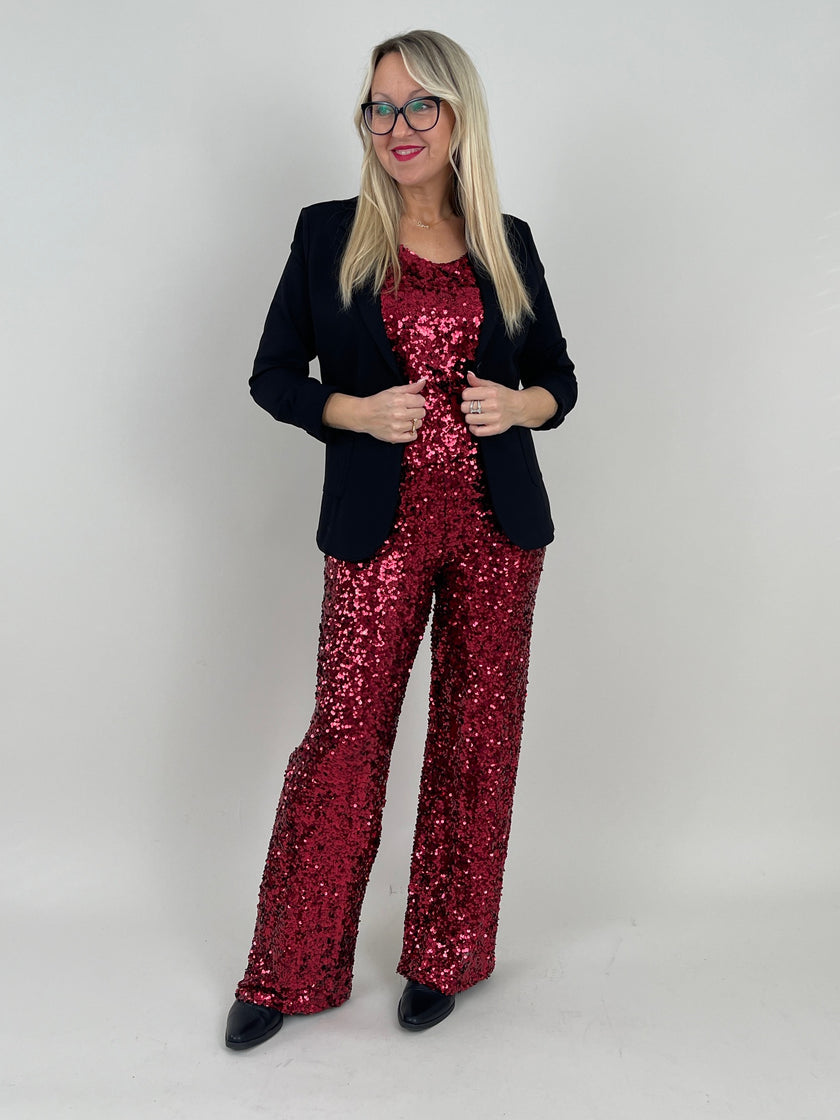 Marlenehose mit Pailletten in Bordeaux Artikel 6590