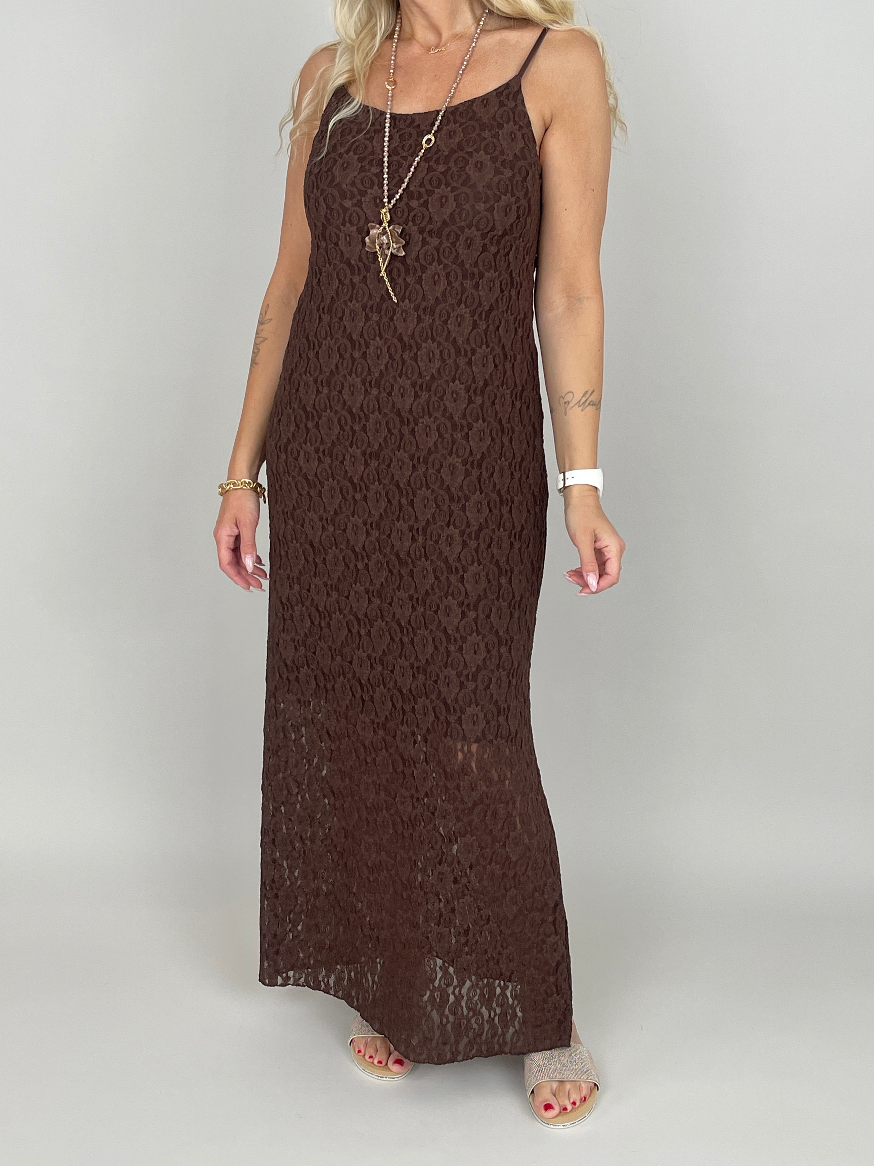 Kleid Spitze in Mokka