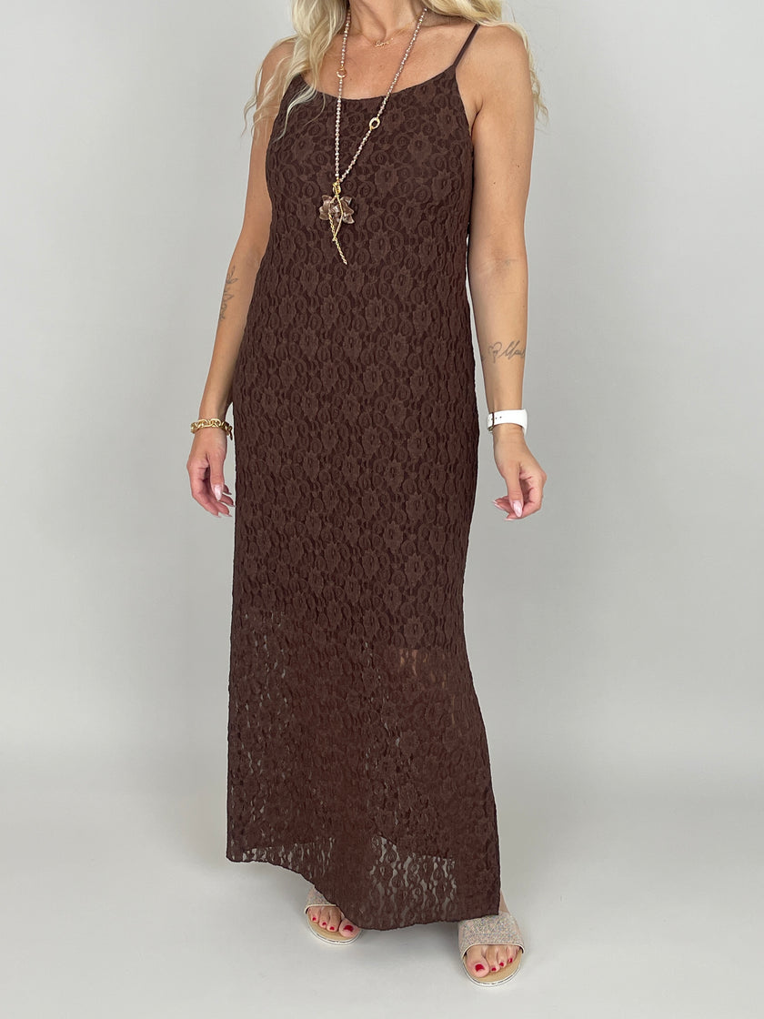 Kleid Spitze in Mokka