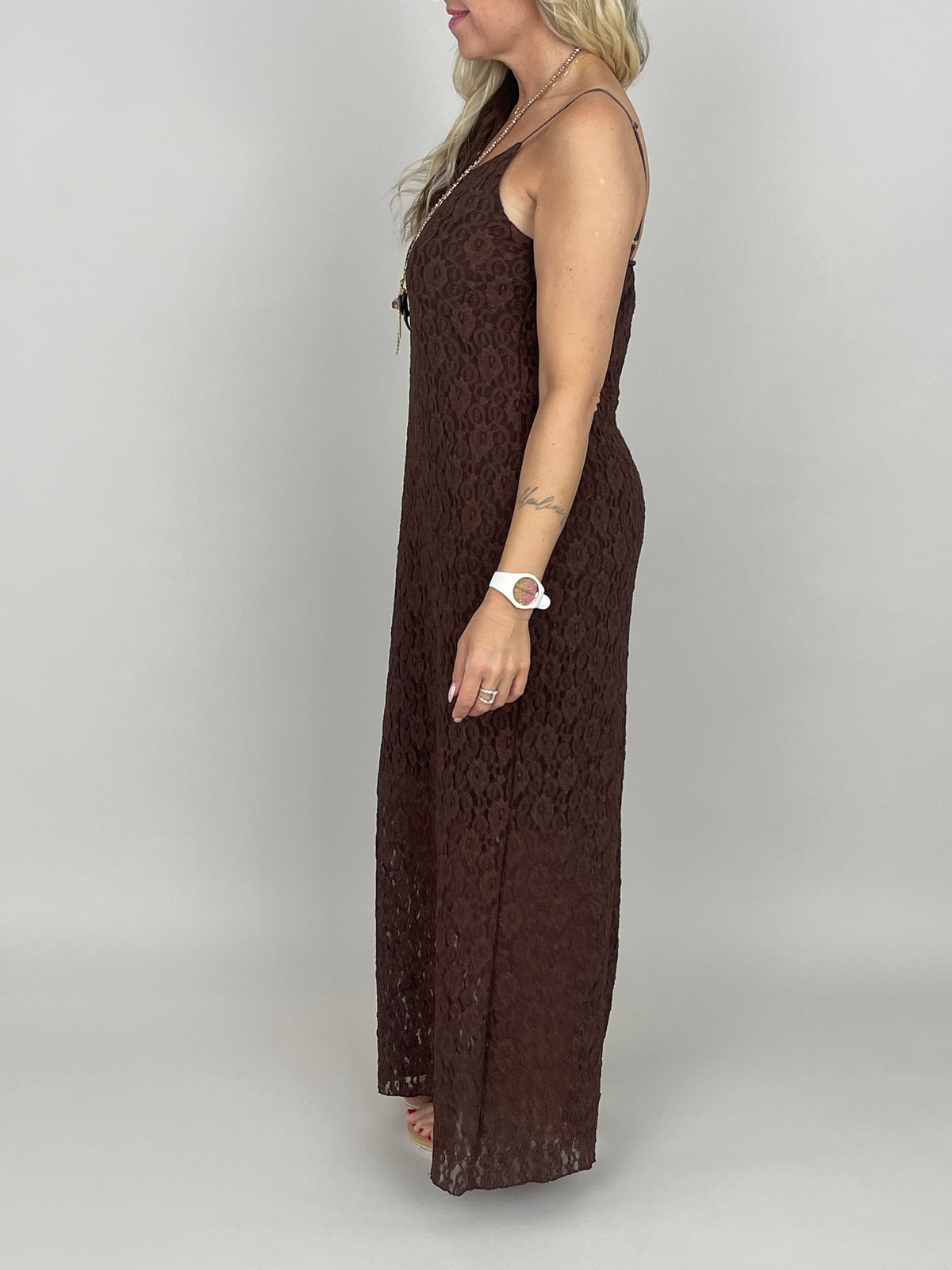 Kleid Spitze in Mokka