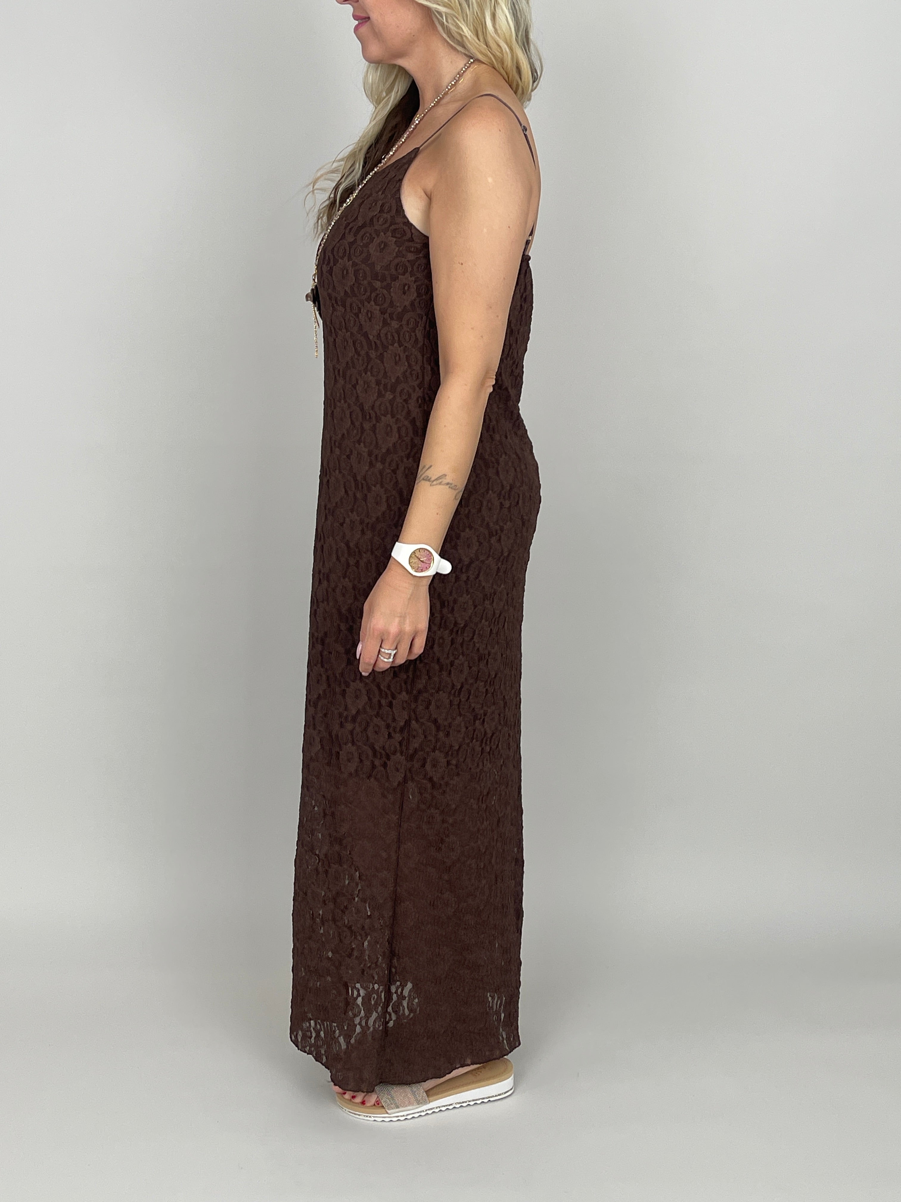Kleid Spitze in Mokka