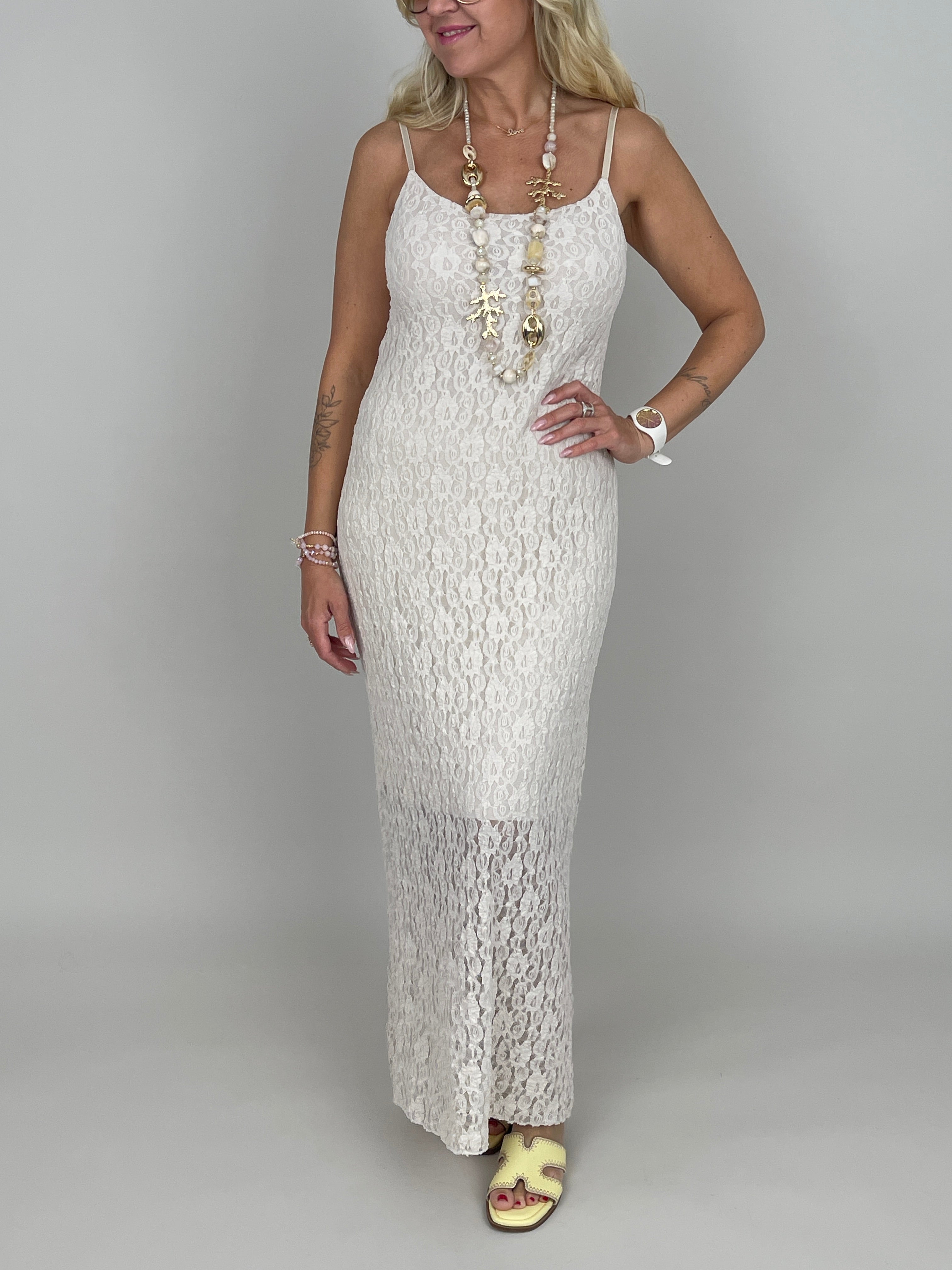 Kleid Spitze in Beige