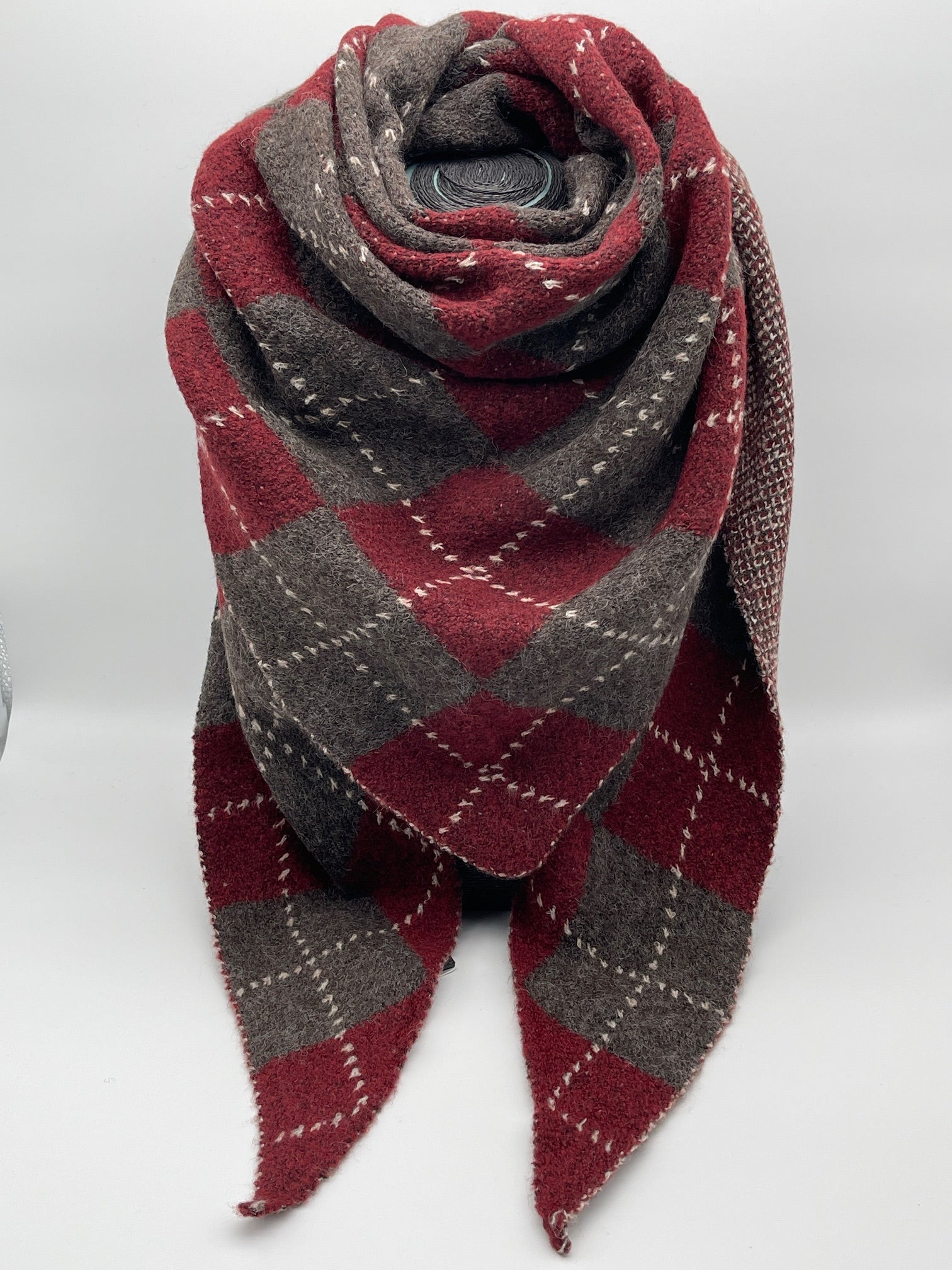 Dreieckstuch Karo Bordeaux/Grau Art. 6594