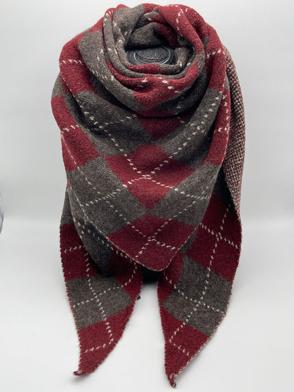 Dreieckstuch Karo Bordeaux/Grau Art. 6594